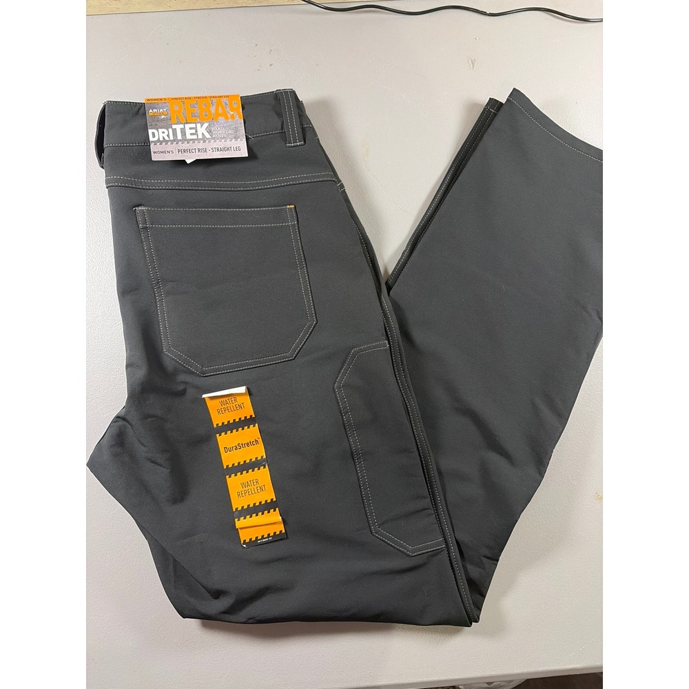 Ariat Rebar Dritek Work Pants Womens 2 Short Gray DuraStretch Water Repellen MWT